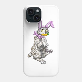 Bobtail BunnyCat: Silver-Amber Tabby (Pink) Phone Case