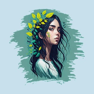 girl in flowers T-Shirt