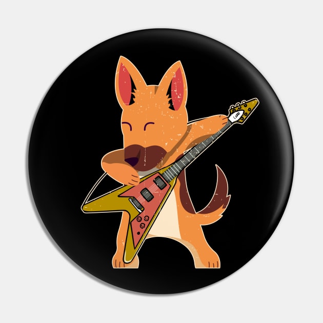 Dog Playing Guitar Rock Rocker Dog Lover Pin by alcoshirts