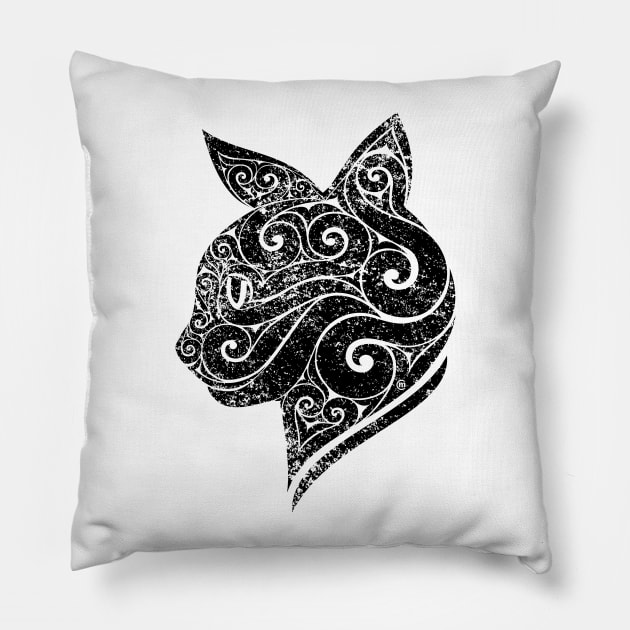 Swirly Cat Portrait Pillow by VectorInk