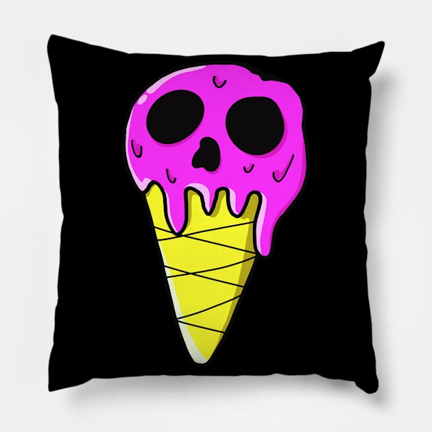 Anime Kawaii Skull Ice Cream Sticker Gift Pillow by Foxxy Merch