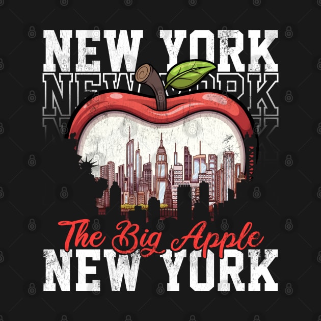 New York The Big Apple Cartoon Cityscape by TheMaskedTooner