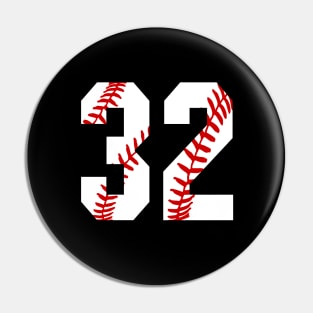 Baseball Number 32 #32 Baseball Shirt Jersey Favorite Player Biggest Fan Pin