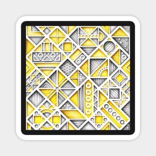 Yellow and Gray 3d Colorful Geometric Pattern, Crazy Print Magnet