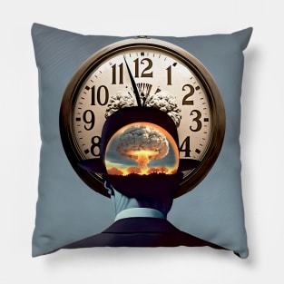 Doomsday Clock 2023 No 1: Ninety Seconds Left to Go on a Dark Background Pillow