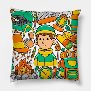 Man Climber Kawaii Doodle Pillow