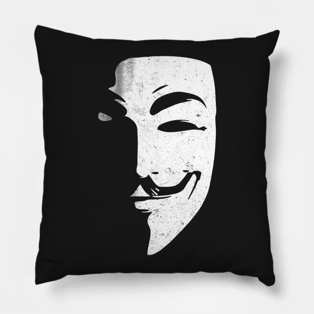 V for Vendetta mask, adopted by Anonymous Pillow by DaveLeonardo