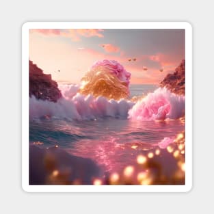 Golden and pink fantasy beach Magnet