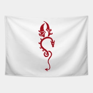 Red dragon white background Tapestry