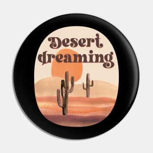 Desert Dreaming Boho Southwestern Watercolor Desert Cactus Landscape Sunset Pin