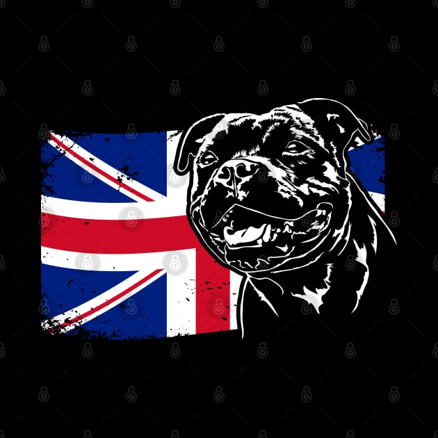 Staffordshire Bull Terrier Mom Dad Union Jack Flag patriotic dog by wilsigns