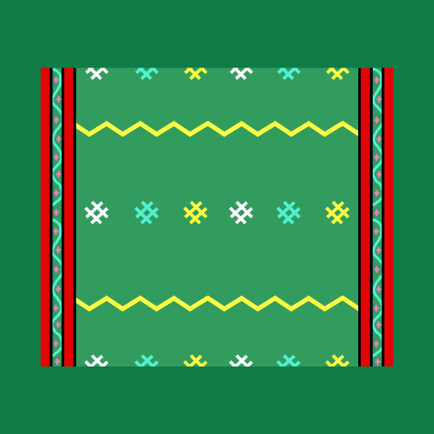 green background cloth pattern and red cut pattern by Studiowup