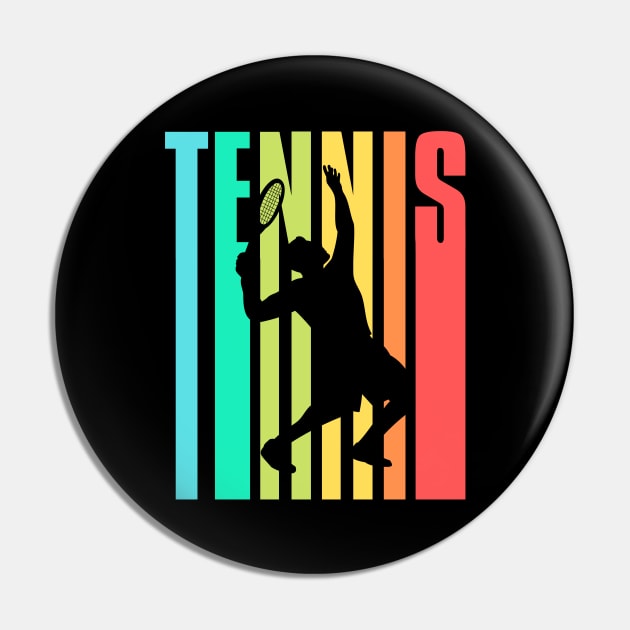 Colorful Tennis Player Silhouette Pin by TopTennisMerch