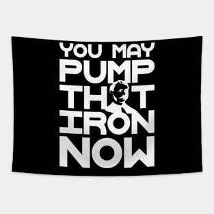 Pump the iron Bodybuilding fitness gift shirt Tapestry