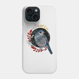 Nordic Folk Art Bird, Woodland Animal Folk Art Phone Case