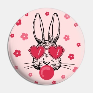 Rabbit in pink glasses Pin