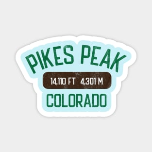 Pikes Peak Colorado Vintage Green Athletic 14er Magnet