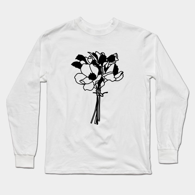 Black Vintage Flowers Floral Print Long Sleeve Sweatshirt