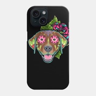 Labrador Retriever in Chocolate - Day of the Dead Sugar Skull Dog Phone Case