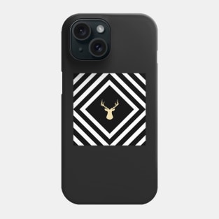 Abstract geometric pattern - Deer - black, beige and white. Phone Case