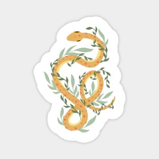 Yellow snake with leaves Magnet