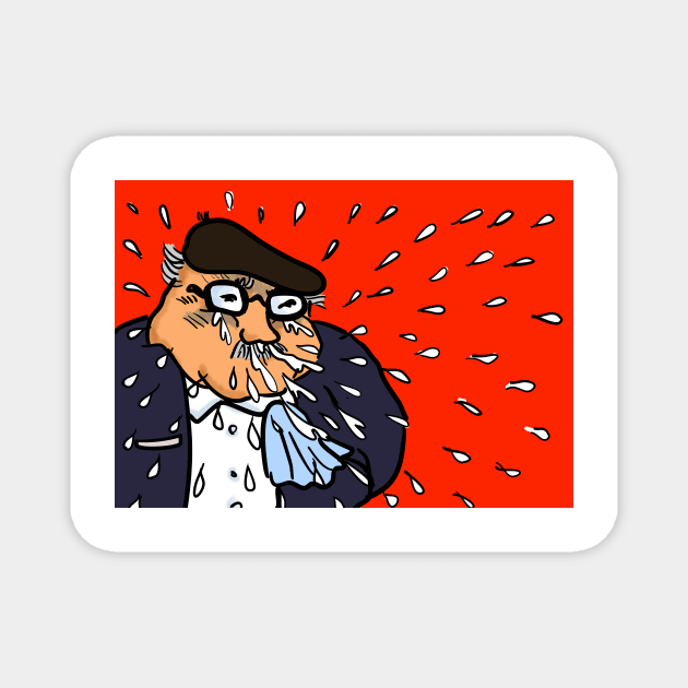 Man Sneezing Cartoon Magnet by Nalidsa