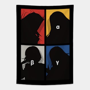 All The Main Characters In The Eminence In Shadow Anime In A Cool Black Silhouette Pop Art Design With Their Names Symbol In Colorful Background Tapestry