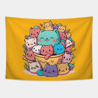 Kawaii pile of cats Tapestry