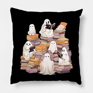 Ghost Reading Book Cute Teacher Halloween Ghost Book Lover Pillow