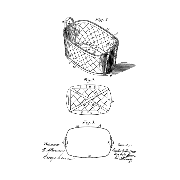 Splint Laundry Basket Vintage Patent Hand Drawing by TheYoungDesigns