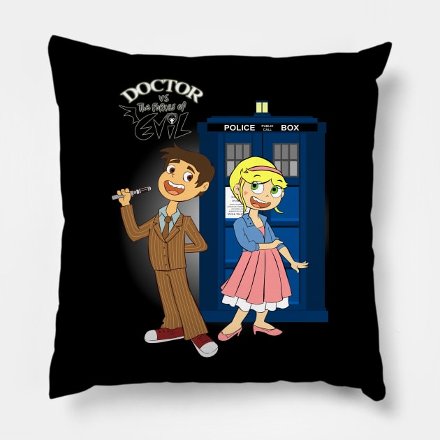 Doctor vs the Forces of Evil Pillow by scoffin