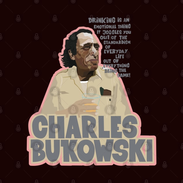 Charles Bukowski Portrait: Embracing the Subversive Spirit of Critical Thinking and Whiskey by Boogosh