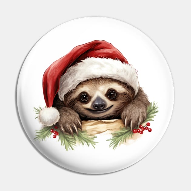 Christmas Sloth Peeking Pin by Chromatic Fusion Studio