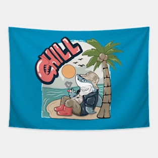 Shark relaxing on the beach Tapestry