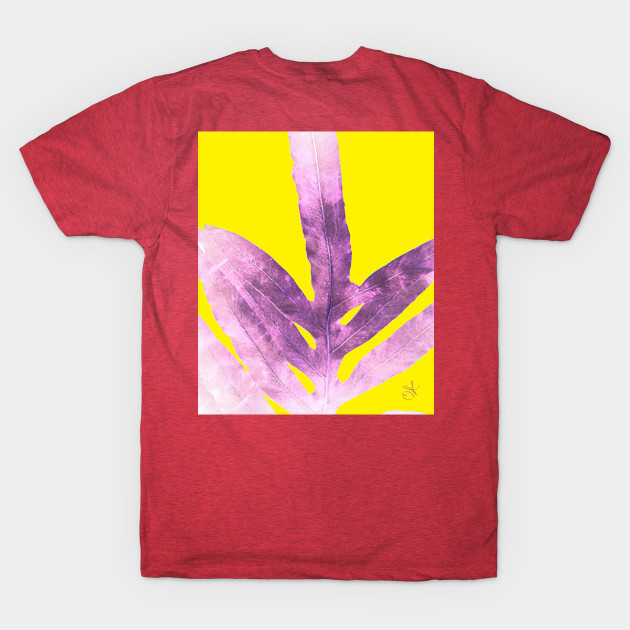 Discover Green Fern on Bright Yellow Inverted - Rose Quartz - T-Shirt