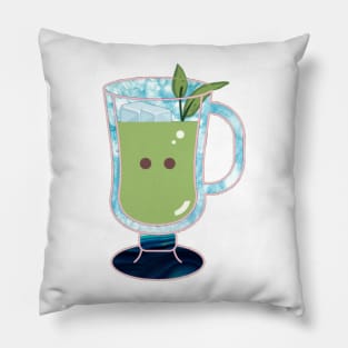 Cute matcha kawaii green drink Pillow