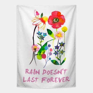 Happy Spring Flowers - rain doesnt forever Tapestry