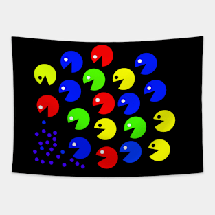 Pacman Arcade Retro Gaming Food Design Tapestry