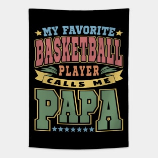 My Favorite Basketball Player Calls Me Papa Typography Vintage Tapestry