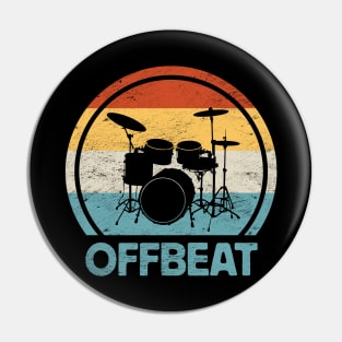 Drum Kit Silhouette with Funny Offbeat Drummer Pin