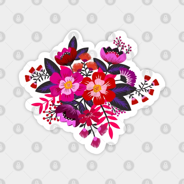 Bold boho flower bouquet Magnet by Jennifer Ladd