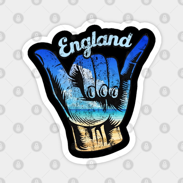 England shaka hand. England surfing . Perfect present for mother dad friend him or her Magnet by SerenityByAlex