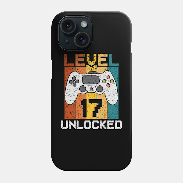 Level 17 Unlocked, Retro 17th Birthday Gamer Phone Case by ishimkp