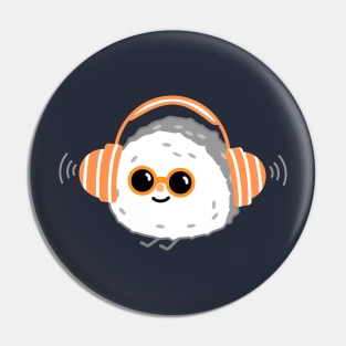 Funny sushi chills and listens to music Pin