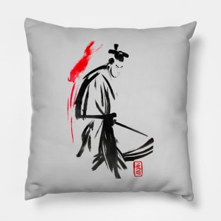 Japanese Samurai ink painting Pillow