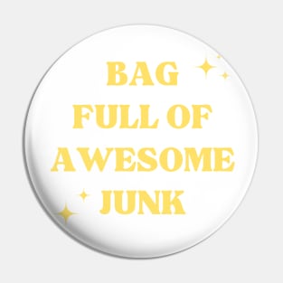 Bag Filled with Awesome Junk. Tote Bag for All Your Stuff. Gift for Christmas. Yellow Pin