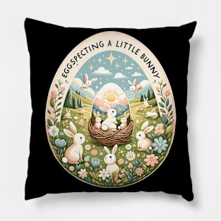 Eggspecting A Little Bunny Cute Pregnancy Reveal Design Pillow