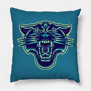 aqua blue panther head Pillow