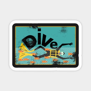 Scuba Diver, Dive! (Distressed style) Magnet