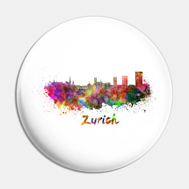 Zurich skyline in watercolor Pin by PaulrommerArt